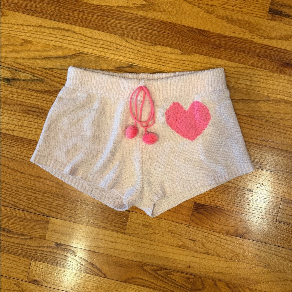 EUC Betsey Johnson Pink Heart Chenille Sleep Shorts - M